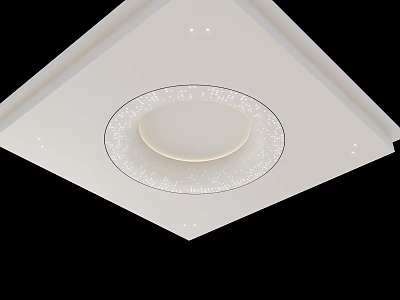 Modern White Ceiling Design With Round Central Light And Decorative Patterns 3d model