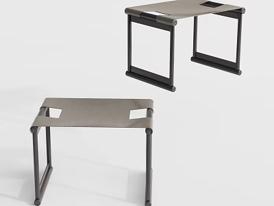 Modern Design Stools With Gray Fabric Seats And Black Metal Legs 3d model