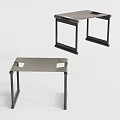 Modern Design Stools With Gray Fabric Seats And Black Metal Legs