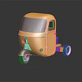Yellow Enclosed Tricycle With Modern Design And Three Wheels 3d model