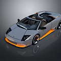 Sleek Gray Convertible Sports Car With Orange Accents And Aerodynamic Exterior Design