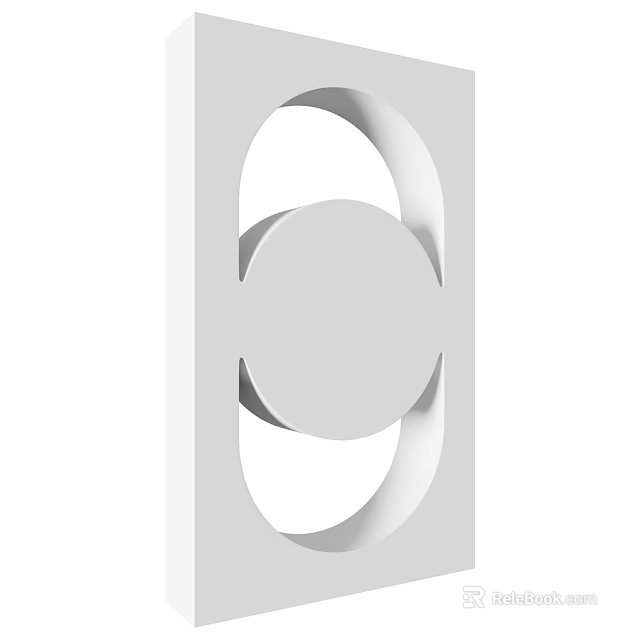 White Wall Design With 3D Geometric Circular And Oval Cutout Patterns 3d model 