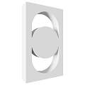 White Wall Design With 3D Geometric Circular And Oval Cutout Patterns