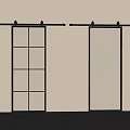 Modern Black Barn Doors With Grid Design And Frosted Glass Panels