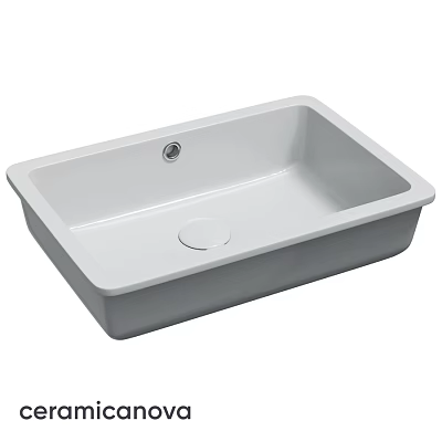 White Rectangular Above Counter Wash Basin With Smooth Surface And Drain Hole 3d model