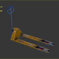 Yellow Manual Pallet Truck With Handle And Two Forks Structure 3d model