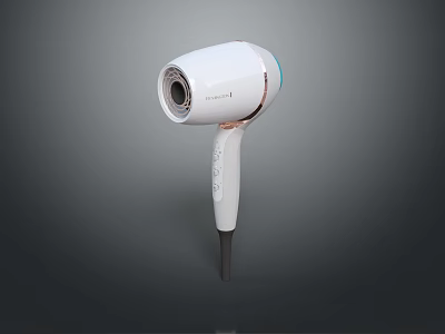 Modern White Hair Dryer With Sleek Design Ergonomic Handle And Control Buttons 3d model