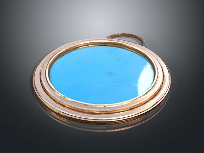 Round Daily Life Accessory With Golden Frame And Blue Mirror Surface 3d model