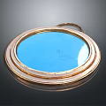 Round Daily Life Accessory With Golden Frame And Blue Mirror Surface