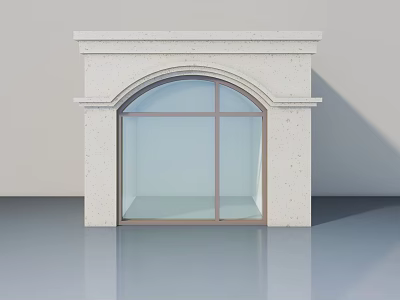 Modern Casement Door With Stone Frame Arched Top And Glass Panels 3d model