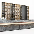 Elegant Modern Bar Counter Design With Stone Countertop Wine Rack Wine Bottles And Glasses