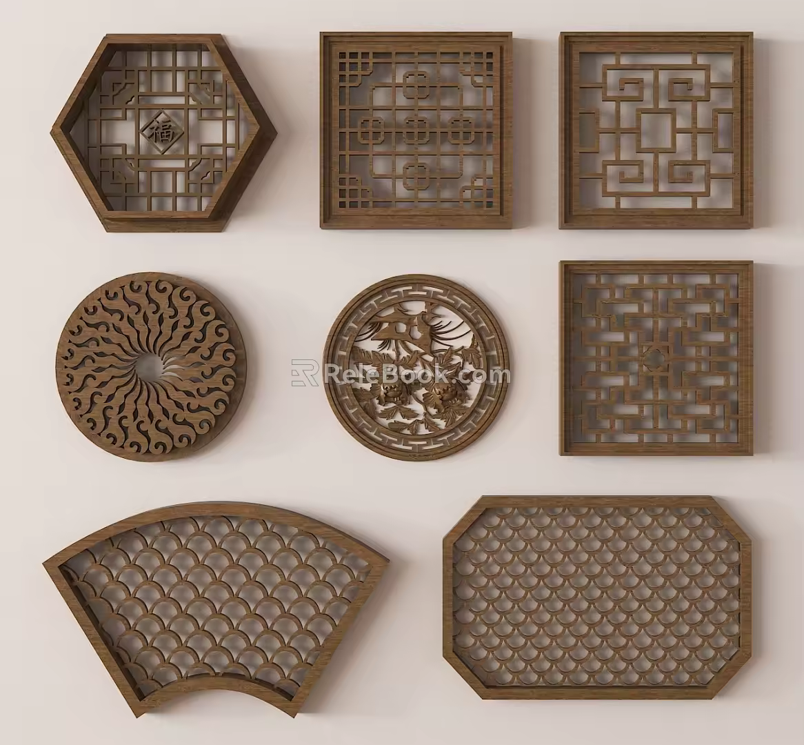 New Chinese Style Hollow Window Antique Leaky Window Hollow Pane 3d model