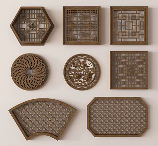 New Chinese Style Hollow Window Antique Leaky Window Hollow Pane 3d model