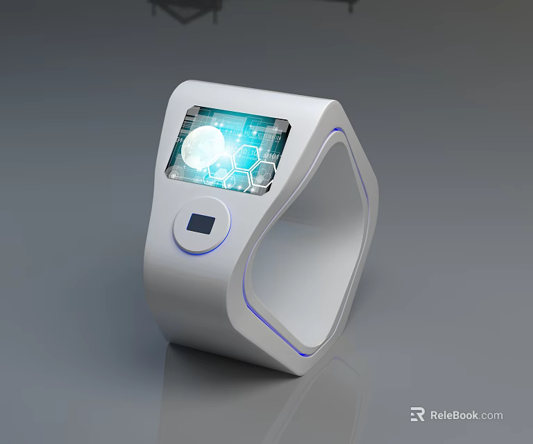 Modern Public Self Service Kiosk With Digital Screen Blue Interface And White Design 3d model 