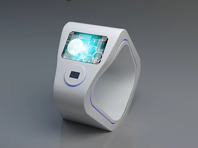 Modern Public Self Service Kiosk With Digital Screen Blue Interface And White Design 3d model