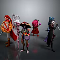 Diverse Fantasy Characters With Unique Costumes Weapons And Distinct Appearances