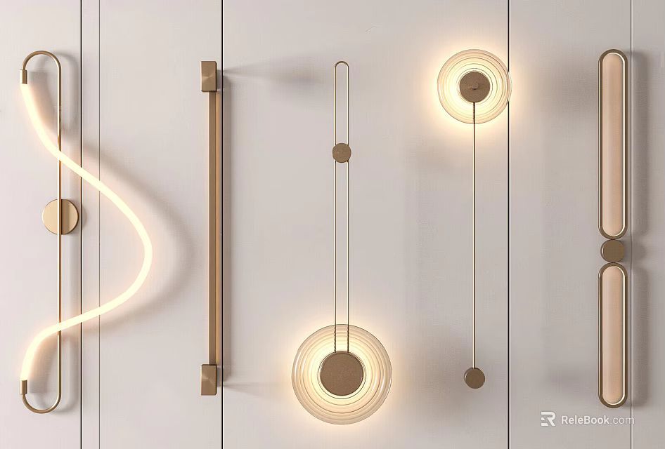 Modern Wall Lamps With Sleek Minimalist Circular Linear Illuminated Designs 3d model 