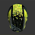 Sporty Reflective Motorcycle Helmet With Blue Yellow Green Design Goggles And Face Mask