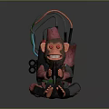 Red Monkey Shaped Decorative Furniture Piece With Colored Wires And Number 8 Accent