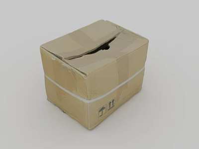 Brown Cardboard Shipping Box With Open Top Tape Secured Edges And Logo 3d model