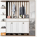 Modern Shoe Cabinet Interior Design With Coat Hooks Shelves And Storage Solutions 3d model