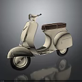 Vintage Cream Scooter With Brown Leather Seat Classic Body And Retro Design