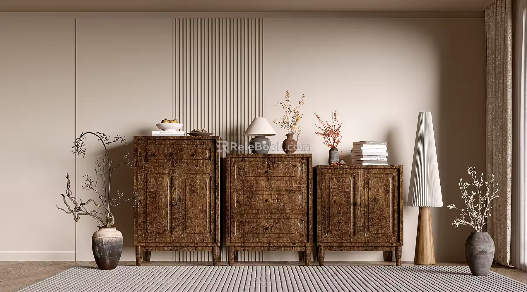 Middle Ancient Style Side Cabinet Simple Style Cabinet Whole Cabinet Dining Side Cabinet Balcony Cabinet Locker Entrance Cabinet 3d model