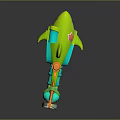 Toy Water Gun Shark Shaped Design With Green Blue Orange Star Pattern And Transparent Handle