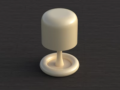 White Decorative Lamp With Minimalist Design Round Base And Cylindrical Shade 3d model