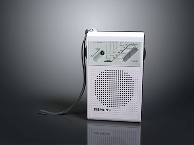 Siemens White Portable Radio With Tuning Knobs Speaker Grille And Strap 3d model
