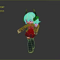 Cute Cartoon Style Game Movie Character With Blonde Hair Horned Headgear And Gray Armored Outfit