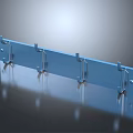 Blue Metal Long Strip with Multiple Hooks for Organizing Storage Items 3d model