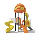 Kindergarten Playground Equipment With Slides And Tower 3d model