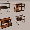 Modern Coffee Tables With Wheels Multi Tier Wooden Shelves And Metal Frame Design