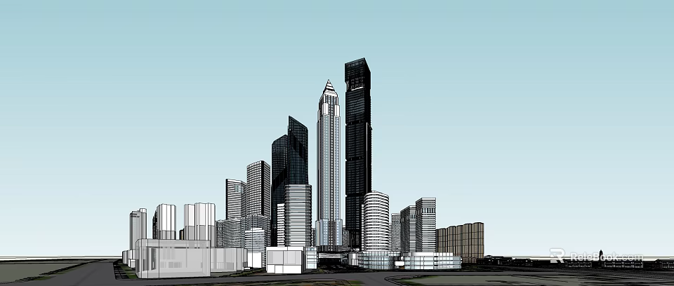 Modern Office Buildings In Urban Skyline Featuring Contemporary Architecture And Tall Skyscrapers 3d model 