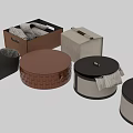 Decorative Home Storage Containers with Woven Fabric and Leather Trim for Organization