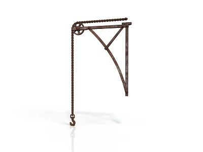 Rustic Metal Hanging Bracket With Triangular Frame Chain And Gear 3d model