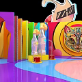 Colorful Kids Interactive Play Structure With Slide Climbing And Cartoon Elements 3d model