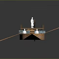 Traditional Wooden Boat Model With White Figures Blue Cushions And Oars