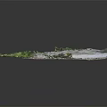 Natural Cracked Gray Stone Surface With Green Grass Small Plants Soil And Gravel