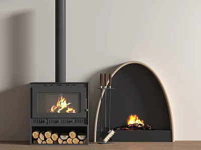 modern fireplace firewood fireplace firewood 3d model