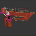 Red Industrial Crane Equipment With Railing Ladder Boom And Control Cabin