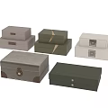 Vintage Decorative Ornament Storage Box Set With Fabric Covered Design Assorted Colors And Buttons
