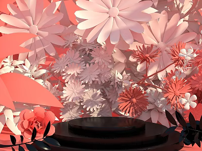 E-commerce background e-commerce scene flower petals prosperous flower bush flower background flower scene 3d model