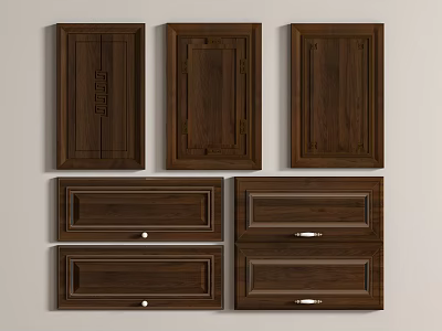 Elegant Walnut Wooden Cabinet Door Panels And Drawer Fronts Design Styles 3d model