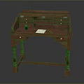 Wooden Writing Desk With Drawers Small Cabinet And Desktop Ink Bottle Paper Pencil