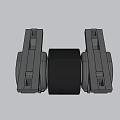 Black Symmetrical Mechanical Component With Industrial Support Frame And Metal Parts