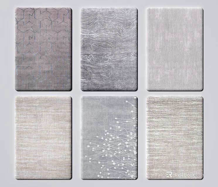 Square Rugs Featuring Various Textures Patterns and Neutral Tones for Modern Decor 3d model