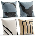 Four Decorative Throw Pillows With Unique Patterns And Colors 3d model