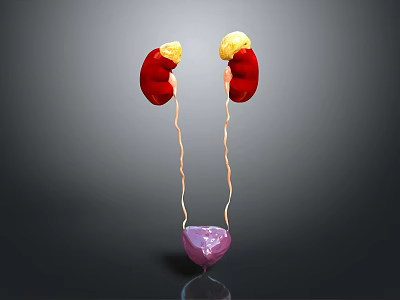 3D Rendering of Human Urinary Organs Kidneys Ureters and Bladder Anatomy Structure 3d model
